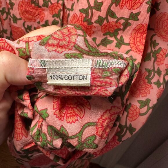 House of Sundar Maya Midi Dress Saffron Sun Women’s XS Pink Boho Floral EUC - Picture 5 of 8